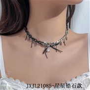 (JXJL21285 zircon )retro bow star zircon chain splice necklace woman samll exaggerating clavicle chain personality
