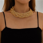 ( yellow)occidental style  geometry Metal  chain  exaggerating necklace woman personality fashion