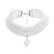 (Pearl  necklace White k)occidental style fashion imitate Pearl necklace woman retro clavicle chain