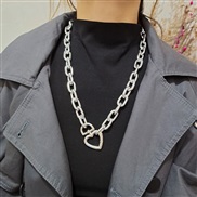 ( necklace White Klength  )occidental style retro exaggerating chain heart-shaped pendant necklace woman sweater chain