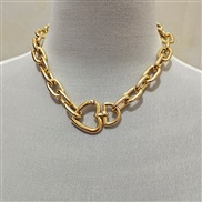 ( Gold)occidental style retro exaggerating chain heart-shaped pendant necklace woman sweater chain