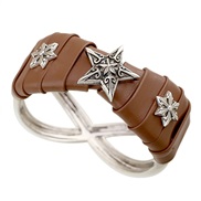 (Coffee ) personality punk opening bangle Five-pointed star leather textured