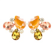 ( yellow)fashion colorful diamond earrings occidental style ear stud woman fully-jewelled flowers Bohemian style