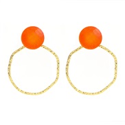 ( orange) occidental style earrings Round Alloy ear stud woman Bohemian styleearrings