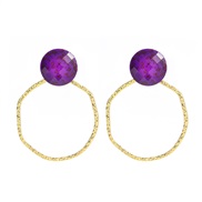 (purple) occidental style earrings Round Alloy ear stud woman Bohemian styleearrings