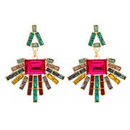( Color)fashion colorful diamond earrings occidental style Earring woman Bohemian style fully-jewelled sector ear stud