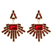 ( red)fashion colorful diamond earrings occidental style Earring woman Bohemian style fully-jewelled sector ear stud