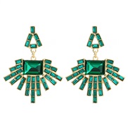 ( green)fashion colorful diamond earrings occidental style Earring woman Bohemian style fully-jewelled sector ear stud