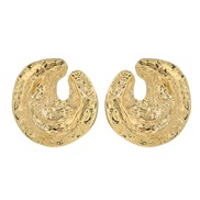 ( Gold)spring Alloy earrings occidental style ear stud lady Round Metal Earringearrings