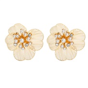 ( Gold)spring Alloy flowers earrings occidental style Earring lady Metal pattern elegant flowers ear stud