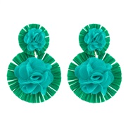 ( green)occidental style Round flowers earrings small fresh temperament ear stud wind high all-Purpose Earring