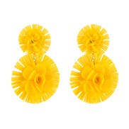 ( yellow)occidental style Round flowers earrings small fresh temperament ear stud wind high all-Purpose Earring