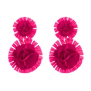 ( rose Red)occidental style Round flowers earrings small fresh temperament ear stud wind high all-Purpose Earring