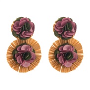 (coffeeg )occidental style Round flowers earrings small fresh temperament ear stud wind high all-Purpose Earring