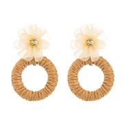 (coffeeg )occidental style fashion handmade weave flowers diamond earrings small fresh wind Round earring samll tempera