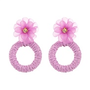 (purple)occidental style fashion handmade weave flowers diamond earrings small fresh wind Round earring samll temperame