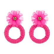 ( rose Red)occidental style fashion handmade weave flowers diamond earrings small fresh wind Round earring samll temper