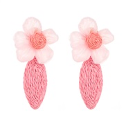 ( Pink)fashion Bohemia handmade earrings woman spring colorful flowers temperament samll all-Purpose Earring