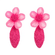 ( rose Red)fashion Bohemia handmade earrings woman spring colorful flowers temperament samll all-Purpose Earring