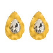 ( white)occidental style retro exaggerating geometry Metal ear studs silver glass diamond high temperament