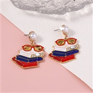 (blue red )personality creative diamond lovely enamel Earring imitate Pearl fashion eyes samll earring