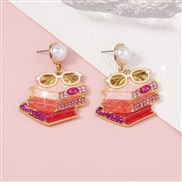 ( Tangerine)personality creative diamond lovely enamel Earring imitate Pearl fashion eyes samll earring