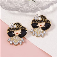 ( black) diamond woman earring fresh brief all-Purpose imitate Pearl cartoon Earring