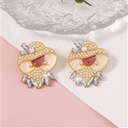( Cream colored Pearl ) diamond woman earring fresh brief all-Purpose imitate Pearl cartoon Earring