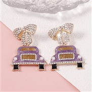 (purple) lovely diamond samll Earring   fully-jewelled fresh bow earring fashion samll style