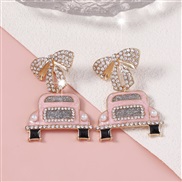 ( Pink) lovely diamond samll Earring   fully-jewelled fresh bow earring fashion samll style