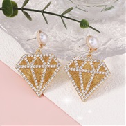 ( yellow)fashion samll diamond geometry diamond Modeling Earring fresh wind color Optional imitate Pearl earring