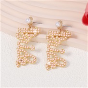 ( Pink) exaggerating embed beads Wordbride bride married Earring  gift