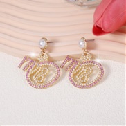 ( Color)creative diamond beads Wordrs lady geometry exaggerating Earring    imitate Pearl earring
