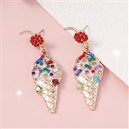 ( white) embed colorful diamond Modeling Earring four color Optional earring lovely sweet fashion style
