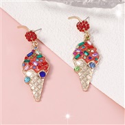 ( red) embed colorful diamond Modeling Earring four color Optional earring lovely sweet fashion style