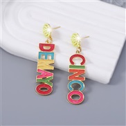 ( Color) fashion color WordIO DEYO embed beads Alloy enamel Earring   all-Purpose long style
