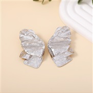 ( Silver) wind Irregular petal Earring   exaggerating high butterfly ear stud