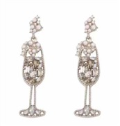 ( Silver)occidental style retro imitate Pearl embed Rhinestone Modeling fashion temperament high earrings