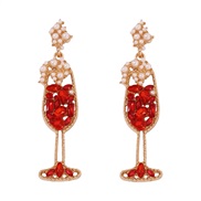 ( red)occidental style retro imitate Pearl embed Rhinestone Modeling fashion temperament high earrings