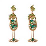 ( green)occidental style retro imitate Pearl embed Rhinestone Modeling fashion temperament high earrings