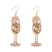 ( Gold)occidental style retro imitate Pearl embed Rhinestone Modeling fashion temperament high earrings