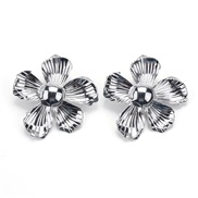 ( 2 Silver)fashion personality occidental style exaggerating gold flowers Alloy earrings retro temperament wind ear stu