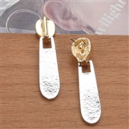 (gold silvery  Mixed color)occidental style personality all-Purpose Alloy zipper head earrings retro gold silver double