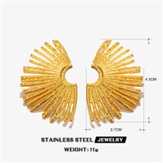(  Gold)occidental style fashion gilded stainless steel sector earrings womanins wind personality exaggerating ear stud