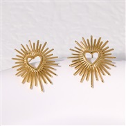 ( Gold) occidental style titanium steel ear stud heart-shaped samll Metal high earrings color stainless steel ear stud