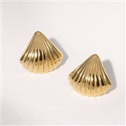 ( Gold) occidental style Shells titanium steel ear stud woman color gilded samll briefins wind stainless steel ear stud