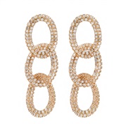 ( Gold)spring occidental style earrings multilayer Round earring lady Alloy fully-jewelled chain exaggerating Earring
