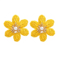 ( yellow)trend spring color flowers earrings occidental style Earring lady flowers ear stud