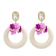 ( white)trend spring color earrings occidental style Earring lady elegant Round flowers earring