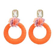 ( orange)trend spring color earrings occidental style Earring lady elegant Round flowers earring